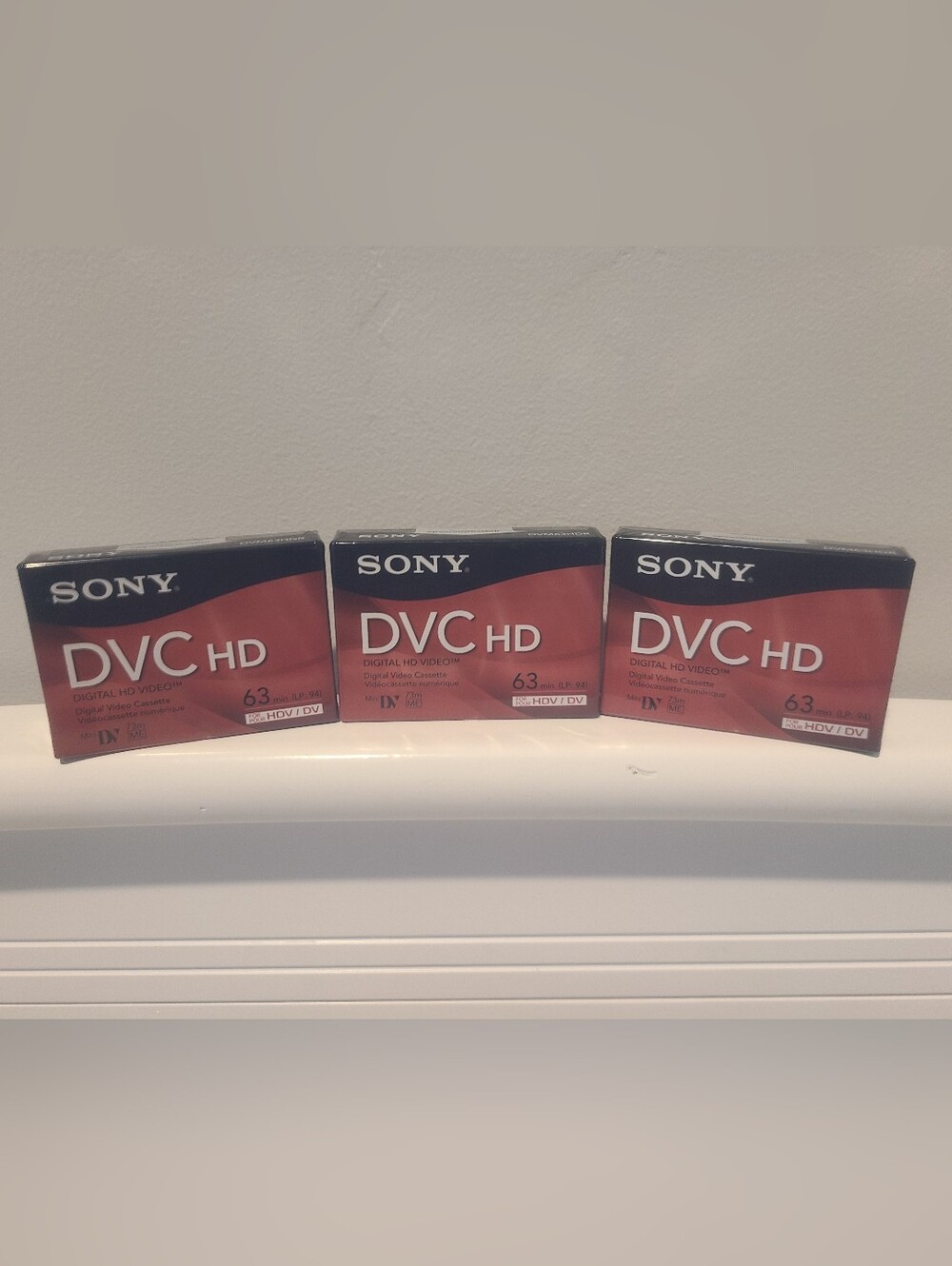 LOT  of 3 SONY Mini DV DVC HD 63 Min. Digital Video Cassette Tapes (New/ Sealed)